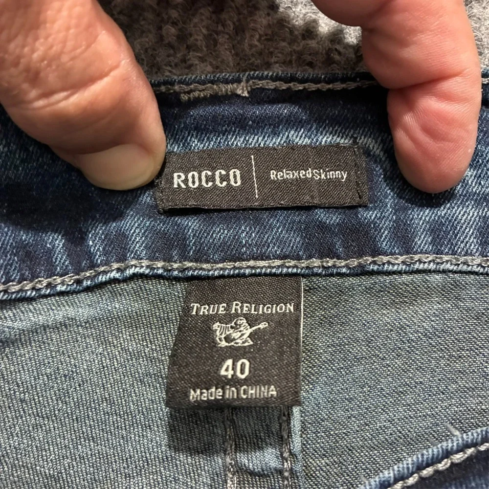 True Religion Rocco Relaxed Skinny Jeans Mens Size 40 Blue Denim Casual Mid Rise